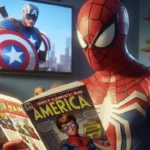 pókember america kapitány képregényt olvas